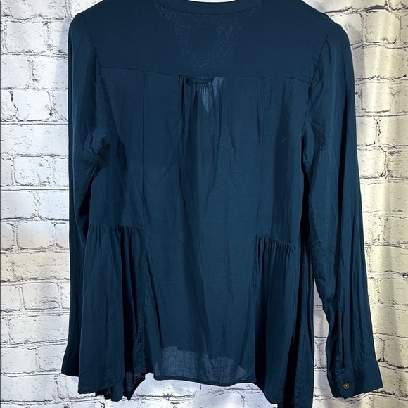 Maeve Blue Long Sleeve Mandarin Collar Blouse - Picture 3 of 8